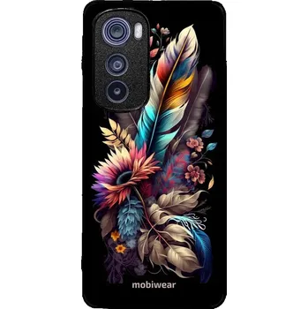 Pouzdro na mobilní telefon Lesklý kryt Mobiwear Glossy - Motorola Edge 30 5G - G011G Kytice s pírkem (Prémiové lesklé pouzdro, obal, kryt Mobiwear Glossy na mobil Motorola Edge 30 5G - G011G Kytice s pírkem, materiál Plast + TPU silikon - krytí po všech stranách, neošoupatelný)