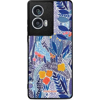 Pouzdro na mobilní telefon Lesklý kryt Mobiwear Glossy - Motorola Edge 50 Fusion - G037G - Modrá květena (Prémiové lesklé pouzdro, obal, kryt Mobiwear Glossy na mobil Motorola Edge 50 Fusion - G037G - Modrá květena, materiál Plast + TPU silikon - krytí po všech stranách,)