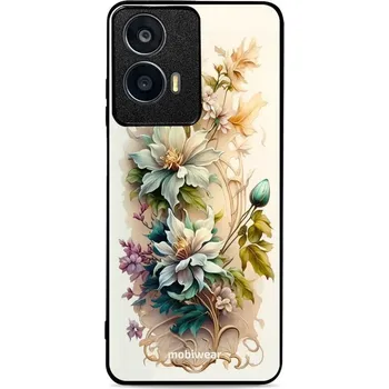 Pouzdro na mobilní telefon Lesklý kryt Mobiwear Glossy - Motorola Moto G24 - G014G Krémové květy (Prémiové lesklé pouzdro, obal, kryt Mobiwear Glossy na mobil Motorola Moto G24 - G014G Krémové květy, materiál Plast + TPU silikon - krytí po všech stranách, neošoupatelný potisk, tenk