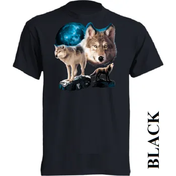 Chlapecké tričko detske-levne-bavlnene-tricko-potisk-vlci-skála Barva: Black -černá, velikost: 164