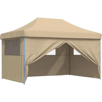 Zahradní stan OMAXI Skládací party stan pop-up se 4 bočními stěnami béžový 491786