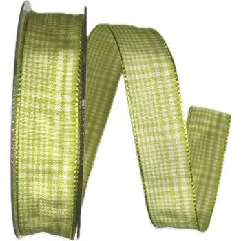 Stuha Stuha saténová PRESTIGE LIMONE zelená 25mm x 20m (5,-Kč/m) (Stuha tkaná, materiál satén, oboustranná s drátkem v okrajích)