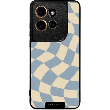 Pouzdro na mobilní telefon Lesklý kryt Mobiwear Glossy - Motorola Edge 50 Neo - GA59G Modrá a béžová šachovnice (Prémiové lesklé pouzdro, obal, kryt Mobiwear Glossy na mobil Motorola Edge 50 Neo - GA59G Modrá a béžová šachovnice, materiál Plast + TPU silikon - krytí po všech)