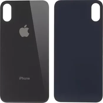 Náhradní kryt pro mobilní telefon Kryt baterie sklo iPhone X BLACK s větším otvorem na kameru eu
