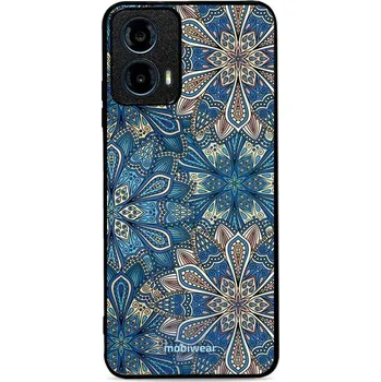 Pouzdro na mobilní telefon Lesklý kryt Mobiwear Glossy - Motorola Moto G34 5G - G038G - Modré mandala květy (Prémiové lesklé pouzdro, obal, kryt Mobiwear Glossy na mobil Motorola Moto G34 5G - G038G - Modré mandala květy, materiál Plast + TPU silikon - krytí po všech stranách,)