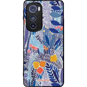 Pouzdro na mobilní telefon Lesklý kryt Mobiwear Glossy - Motorola Edge 30 5G - G037G - Modrá květena (Prémiové lesklé pouzdro, obal, kryt Mobiwear Glossy na mobil Motorola Edge 30 5G - G037G - Modrá květena, materiál Plast + TPU silikon - krytí po všech stranách, neošoupatelný)