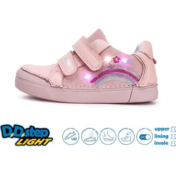 Dívčí polobotky Celoroční obuv DDstep S068-51865 Baby Pink- svítící dívčí Velikost: 30