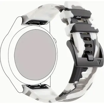 Řemínek na hodinky Signální Camo Šedo bílá řemínek pro hodinky Garmin Fenix 5X / 6X / 7X / 8 (51 mm) (Silikonový řemínek pro chytré hodinky Garmin Fenix 5X / 6X / 7X / 8 (51 mm) bílá, šedá, černá kamufláž)