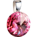 Stříbrný přívěsek s krystaly Swarovski růžový kulatý-rivoli 34112.3