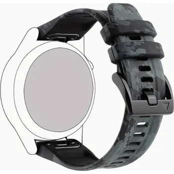 Řemínek na hodinky Signální Camo šedo černý řemínek pro hodinky Garmin Fenix 5X / 6X / 7X / 8 (51 mm) (Silikonový řemínek pro chytré hodinky Garmin Fenix 5X / 6X / 7X / 8 (51 mm) šedá, černá pixel kamufláž)