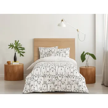 Povlečení Medvídci bílé 140 x 200, 70 x 90 cm knoflík