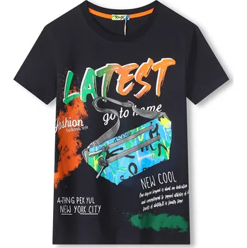 Chlapecké tričko - KUGO TM8577C, tmavě modrá Barva: Modrá tmavě, Velikost: 146