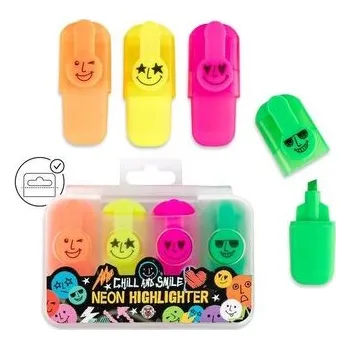 Zakreślacze neonowe, zestaw 4 sztuk CHILL & SMILE, Trendhaus