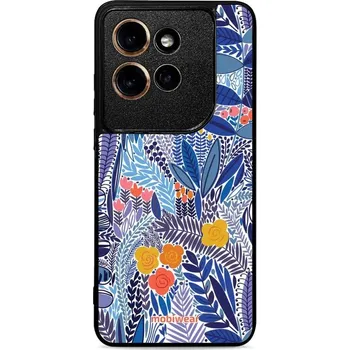 Pouzdro na mobilní telefon Lesklý kryt Mobiwear Glossy - Motorola Edge 50 Neo - G037G - Modrá květena (Prémiové lesklé pouzdro, obal, kryt Mobiwear Glossy na mobil Motorola Edge 50 Neo - G037G - Modrá květena, materiál Plast + TPU silikon - krytí po všech stranách, neošoupatelný)