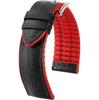 Módní doplněk Kožený řemínek Hirsch Andy L 0922028050-2, černý, teletina/přírodní kaučuk, délka L, Quick Release