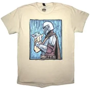 Pánské tričko Merch Star Wars: Star Wars Unisex T-shirt: The Mandalorian Holding Grogu (large) L