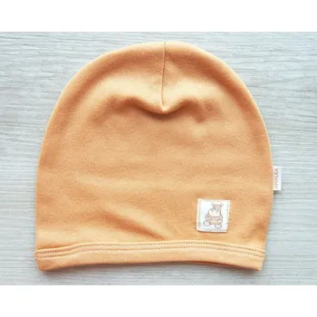 Kojenecká čepice AMÁLKA Bavlněná čepička saporka, skořicová, hrošík Velikost: 80-86