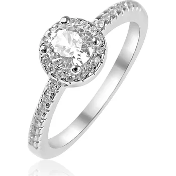 Prsten Stříbrný prsten s kulatým zirkonem - Meucci SR151 Velikost: 54