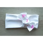 AMÁLKA Elastická čelenka bílá, pentle srdíčka Velikost: 56-62