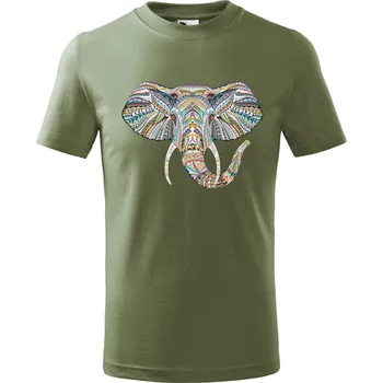 Dětská móda DOBRÝ TRIKO Dětské tričko Hlava slona Velikost: 134/8 let, Barva: Khaki