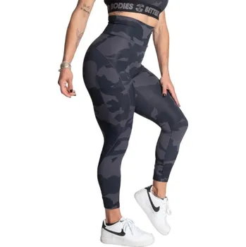 Dámské legíny Better Bodies HIGH WAIST LEGGINGS BLACK CAMO – legíny Better Bodies maskáčové černé Velikost: L