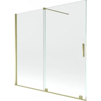 Vanová zástěna MEXEN/S - Velar Dvoukřídlá posuvná vanová zástěna 170 x 150, transparent, zlatá 896-170-000-01-50