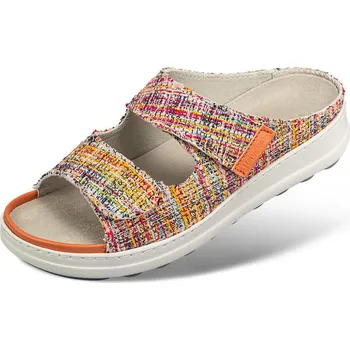 Dámská zdravotní obuv Dámské pantofle s pásky na suchý zip, useň a textilie, červená-multi: 36