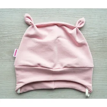 Kojenecká čepice AMÁLKA Elastická čepička teplákovina, pudrově růžová Velikost: 80-86