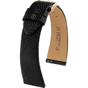 Módní doplněk Kožený řemínek Hirsch Lizard XL 01866250-1, černý, ještěrčí kůže, délka XL, Quick Release