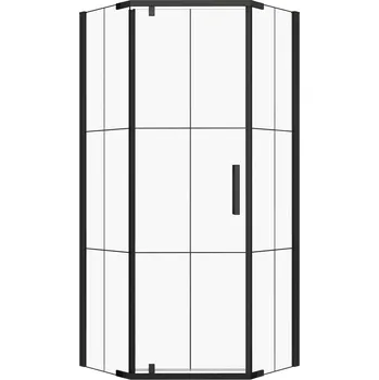 Novoterm Pětiúhelníkový sprchový kout NV-Metro 90x90, černý/transparent - bez vaničky