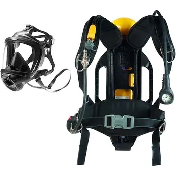 Plynová maska Dräger set dýchací přístroj 4000 - DT nosič 4000, plicní automatika, 5-ti bodový kříž, láhev carbon kompozit 6,8L/300 bar