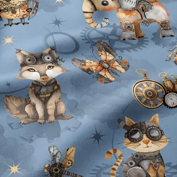 Bavlněné látky, Zvířátka na Modrém, metráž