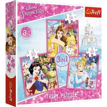 Puzzle DISNEY PRINCESS KOUZELNÝ SVĚT PUZZLE 3 V 1 MIX 20,36,50 dílků