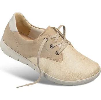 Dámská zdravotní obuv Dámské polobotky s derby šněrováním, nubuková useň, béžová: 36
