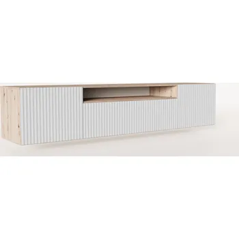 Televizní stolek Moderní závěsný TV stolek NOE 200 cm - dub artisan/bílý mat