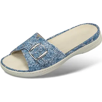 Dámská zdravotní obuv Dámské pantofle s nastavitelnou přezkou, ražená useň, modrá: 39