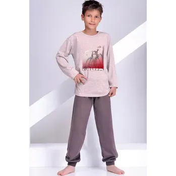 Chlapecké pyžamo Taro, chlapecké pyžamo 968-Kordian, dlouhý rukáv, hnědá, vel. 146