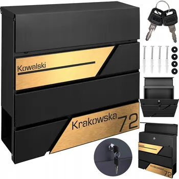 Poštovní schránka POŠTOVNÍ SCHRÁNKA NA DOPISY TUBA ČERNÁ + ZLATÁ ADRESA