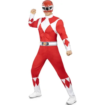 Karnevalový kostým HeliumKing Pánský kostým Power Ranger - Červený Velikost - dospělý: L
