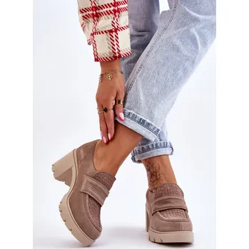 Dámské sandále Polobotky na podpatku 20125 béžové - Step in style 40