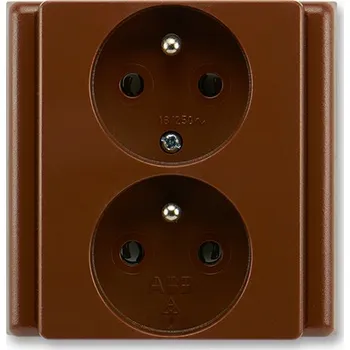 Stavebniny ABB 5512-2249H3 Zásuvka dvojnásobná polozap. s ochr. kolíky hnědá Classic