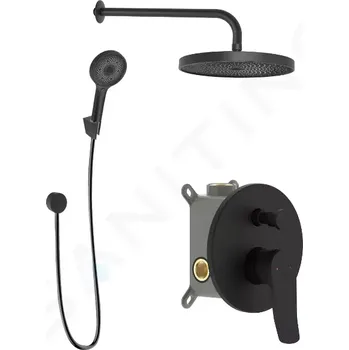 Sprchový set kielle Nefia Baterie pod omítku pro 2 spotřebiče, s příslušenstvím a s tělesem, matná černá, 20627SP34