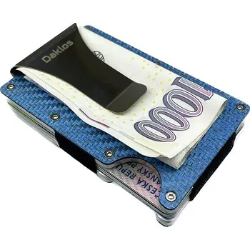 Peněženka Daklos Carbet RFID carbon s klipem modrá