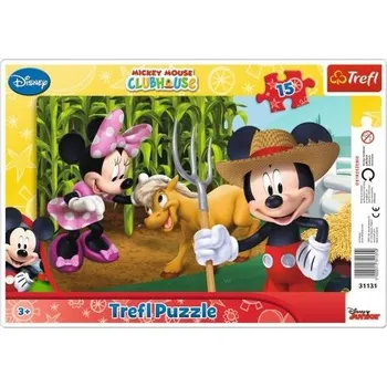 Puzzle DESKOVÉ PUZZLE MICKEYHO KLUBÍK NA FARMĚ 15 DÍLKŮ