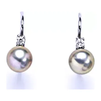 Náušnice Stříbrné náušnice přírodní perla šedorůžová - NK1243 (Stříbrné náušnice s přírodní perlou 6 mm)