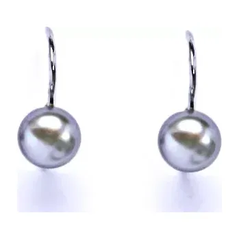 Náušnice Stříbrné náušnice přírodní perla šedá - NK1183m (Stříbrné náušnice s přírodní perlou 5,5 mm)