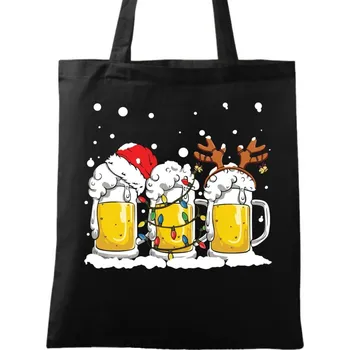 Bavlněná taška Vánoční Santovo Pivo (Barva: Černá)