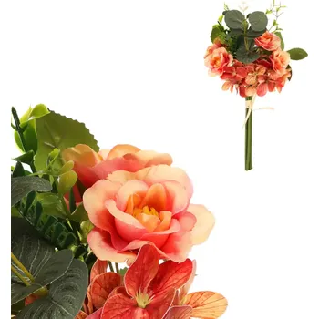 umělá květina Růže a hortenzie KUY085 OR - SLEVA 3% s kodem radost25