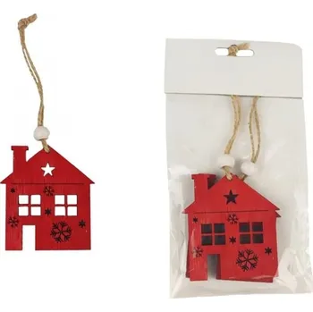 Vánoční dekorace DOMEČEK K ZAVĚŠENÍ SADA 2 KS červené