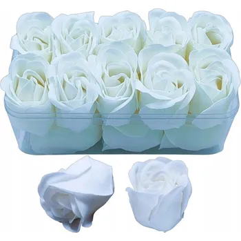 umělá květina Bílé mýdlové růže Dárek Květiny Flower Box Hlavička Umělé Květiny Balení 18 ks